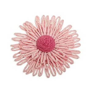 Raffia Grass Pink Flower Charm - Nonwoven Fabric Flower - Handmade Raffia Daisy Charm - Woven Flower Decoration - 66.72x66x11.9mm - AC2856B