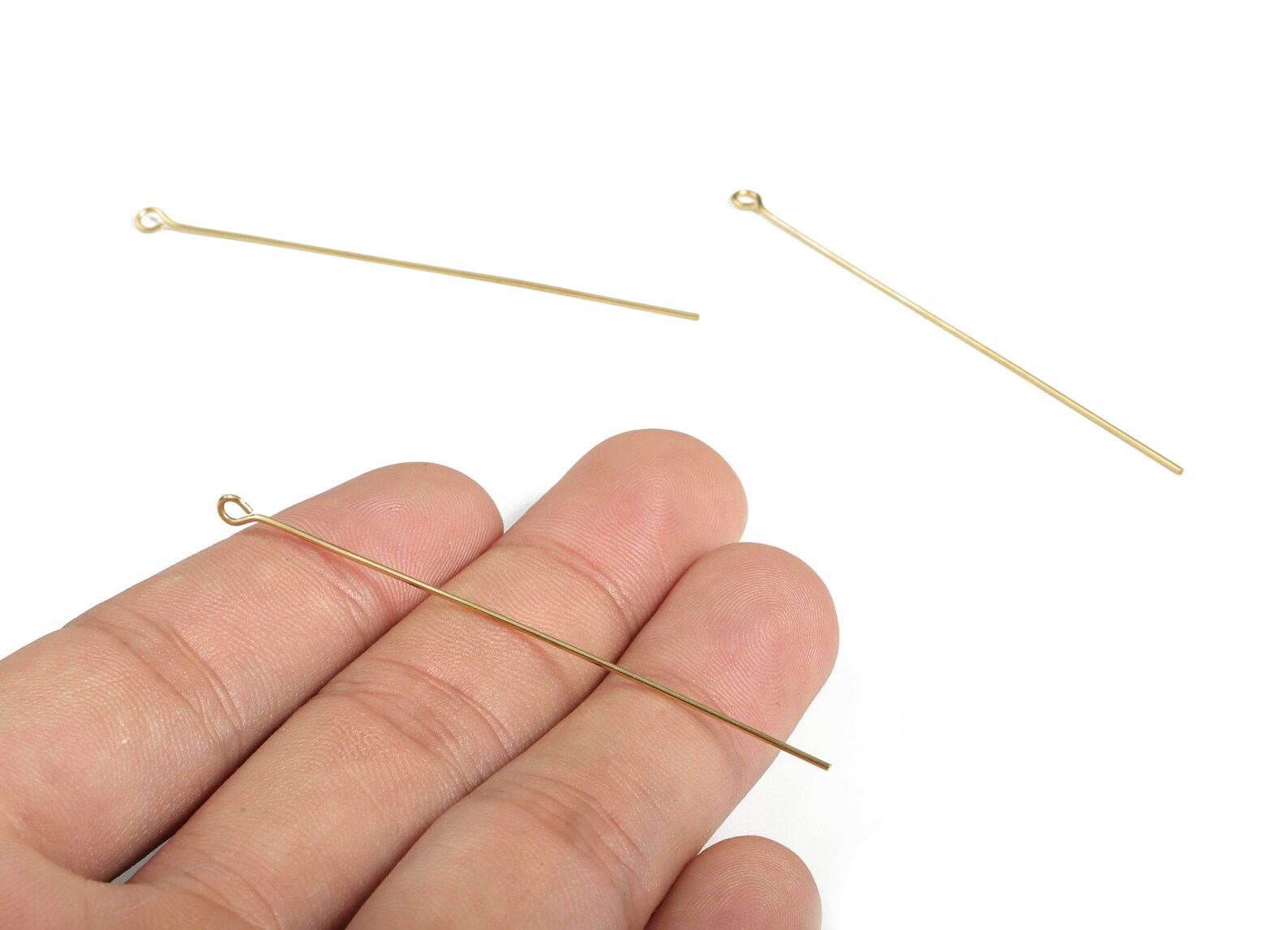 Brass Eye Pins Shiny Brass Eye Pin Solid Beading Eye Pins Etsy