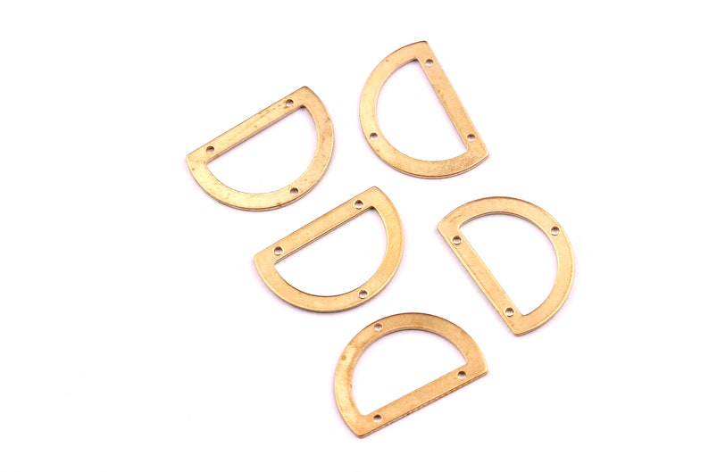 D Shaped Raw Brass Connector with 3 Holes Jewelry Supplies 21.5x14.5x0.8mm PP1224 Brass Geometric Charms