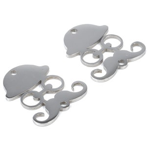 Stainless Steel Mustache Connector - Eyeglass and Hat Earrings Charms and Pendant - Bracelet Pendant - 17.83x16.18x0.93mm - SS1131