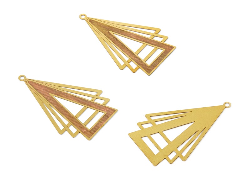 Raw Brass Triangle Shaped Necklace Charms Geometric Necklace Etsy