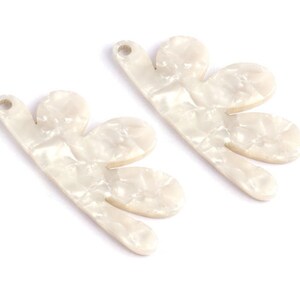 Tortoise Shell Earrings - Acetate Earring Charms - Flower Shaped Pendant - Earring Findings - Color Code: A12 - 54.4x27.3x2.53mm - AC1090D