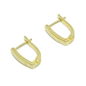 Rectangle English Lock Earring- Raw Brass Lock Earring Clasp - Brass Geometry English Lock Earring - Brass Hoop Earring - 17x11x1mm - PP9299