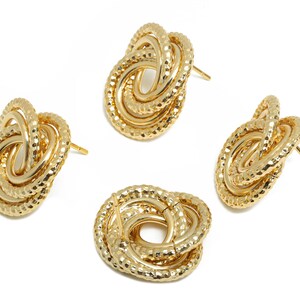 Verdrehter Knoten Ohrring Ohrstecker - Messing Trendy Ohrring Post - Schmuck für den Alltag - Gold Schmuck - 18K Echtgold vergoldet - 19x17x4.3 mm - RGP9356 Bild 4
