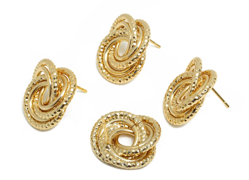 Verdrehter Knoten Ohrring Ohrstecker - Messing Trendy Ohrring Post - Schmuck für den Alltag - Gold Schmuck - 18K Echtgold vergoldet - 19x17x4.3 mm - RGP9356 Bild 4