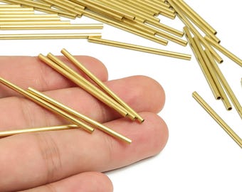 Round Brass Himmeli Tubes - Raw Brass Himmeli DIY Tube Beads - Circle Pipes for Geometric Shapes - For Air Plants -2x0.2x40mm- PP4568-40