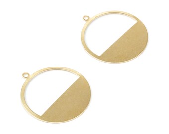 Brass Round Charms - Raw Brass Circle Pendants - Earring Findings - Jewelry Supplies - 41,42x37,66x0,95mm - PP1999