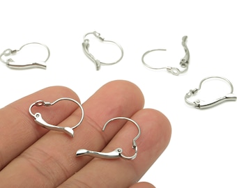 Pendientes de gancho con cierre de palanca de acero inoxidable 304 - Componentes para pendientes - 19,52 x 15,54 x 0,73 mm - SS1391
