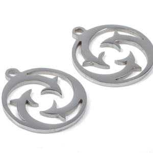 Ronde roestvrijstalen bedels - cirkeloorbellen en hanger - armbandhanger - Sieradenbenodigdheden - 17,47 x 15,38 x 0,93 mm - SS1044