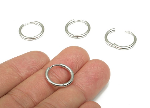 6 Pezzi Di Orecchini A Bottone Rotondi In Acciaio Inossidabile - Foto 3