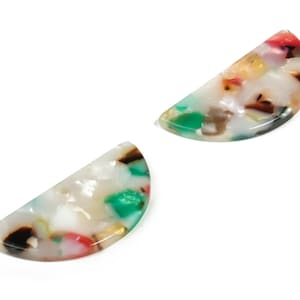 Dijes semicirculares de acetato - Colgante semicircular - Componentes para pendientes - Suministros para joyería - Código de color: A59 - 33,5 x 16,5 x 2,6 mm - AC1006F imagen 2