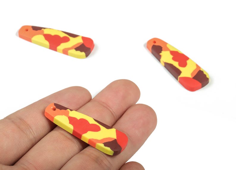 PolymerClay Strip Earring PolymerClay-Charms-Strip Pandant - Earring Findings - Jewelry Handmade - 40.76x13.71x3.76mm - PC2279 image 1
