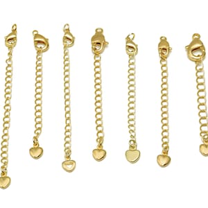 Extender Curb Chain - Heart Lobster Clasp - Extension Chain -Bracelet Extender Safety - Clasp Parrot Clasps - 18K Real Gold Plating