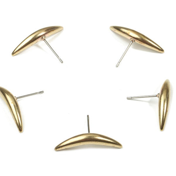 Brass Spike Earring Stud - Raw Brass Porcupine Earring Post - Hedgehog Earring post - Surgical Steel - 23.11x4.04x3.86mm - PP3307