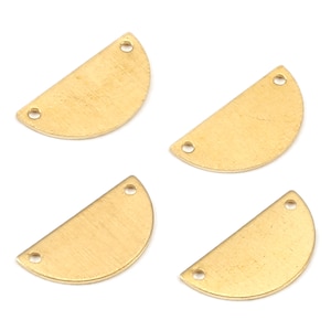 Personalized stamping blank - Brass Semicircle Connector - Raw Brass Moon Connectors With 2 Holes - 15.33x8.05x0.56mm - PP2185