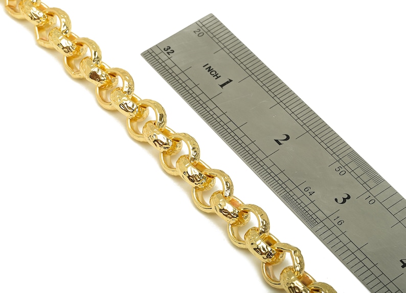 Brass 12mm Rolo Chain - 1m. Brass Textured Round Rolo Chain - Brass ...