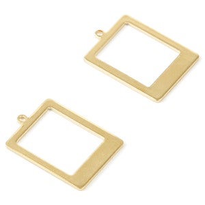 Brass Rectangle Charms - Rectangle Raw Brass Pendant - Earring Findings - Jewelry Supplies - 19.92x14x0.75mm - PP1977