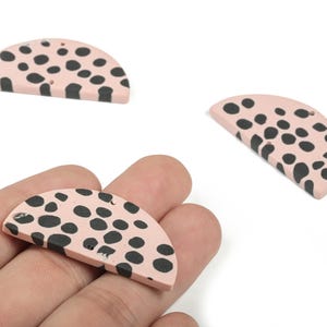 PolymerClay Half Moon Earring Charms - PolymerClay Semicircle Pandant - Earring Findings - Jewelry Handmade - 43.6x22.05x3.92mm - PC2285 image 1