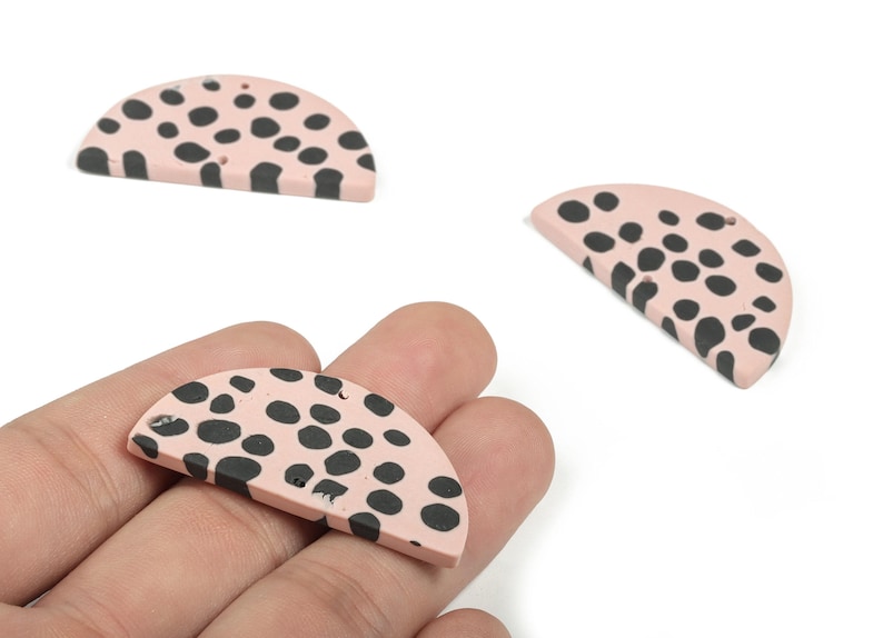 PolymerClay Half Moon Earring Charms - PolymerClay Semicircle Pandant - Earring Findings - Jewelry Handmade - 43.6x22.05x3.92mm - PC2285 image 1