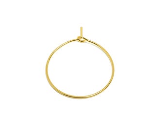 Pendiente de aro circular de latón de 25 mm - Pendientes de aro minimalistas dorados - Pendientes redondos para uso diario - Baño de oro auténtico de 18 quilates - 25 x 25 x 0,7 mm - RGP9094