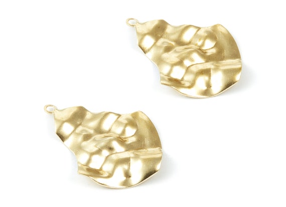 Hammered Raw Brass 2-Hole Drop Earring Findings | 6mm Discs For Jewelry Making | USA Made