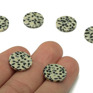 Acetate Coin Earring Charm - Round Black Spots Earring - Circle Pendant With Hole - Color Code: A785 - 15.07x15.06x2.48mm - AC1064-A785