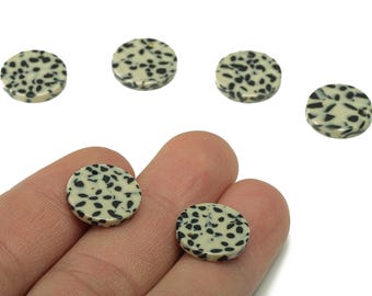 Acetate Coin Earring Charm - Round Black Spots Earring - Circle Pendant With Hole - Color Code: A785 - 15.07x15.06x2.48mm - AC1064-A785