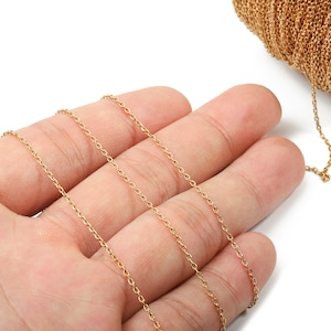 Faceted Soldered Flat Cable Chain - Raw Brass Chain -  Solder Tiny Chain - 0.07&quot; x 0.05&quot; x 0.01&quot; - CC1140