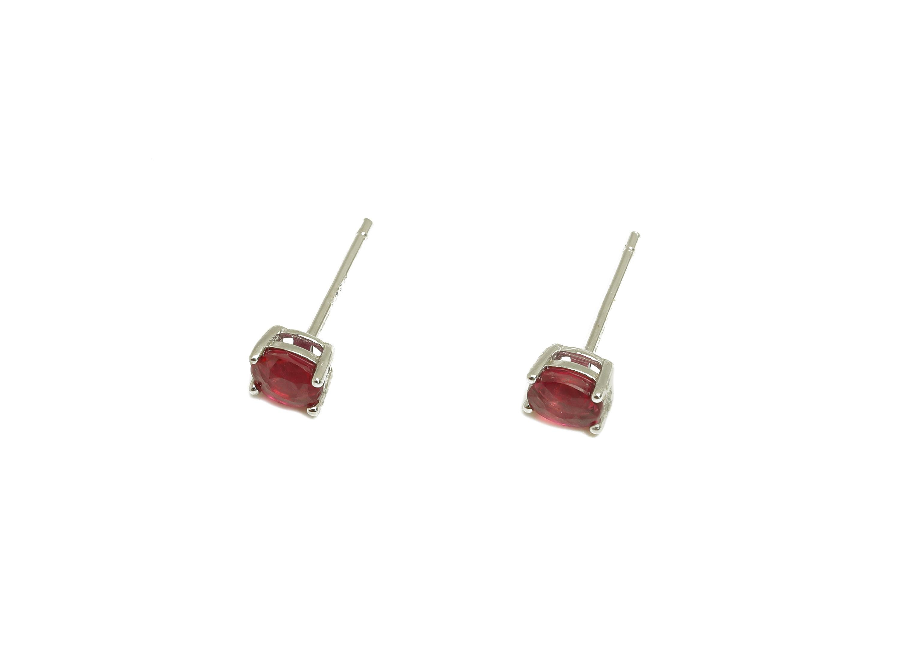 4x5mm Ruby Earring Post - Silver Oval Ruby Earring Stud - Natural 4x5mm Ruby Earring Post - Silver Oval Ruby Earring Stud - Natural