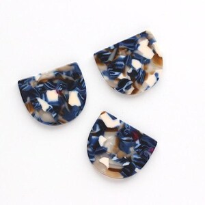 Acetate Acrylic Earring Charms One Hole - D Shaped Pendant - Color Code: A19 - 29.5x34.3x2.48mm - AC1094N image 3