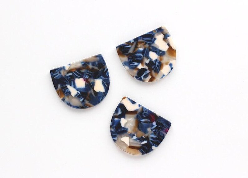 Acetate Acrylic Earring Charms One Hole - D Shaped Pendant - Color Code: A19 - 29.5x34.3x2.48mm - AC1094N image 3