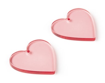 Acrylic Earring Charms - Earring Findings - Heart Shaped Pendant - Color Code: A69 - 31.78x31.34x2.64mm - AC1431A