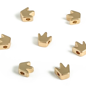 Brass Crown Beads - Gold Small Crown Beads - 18K Real Gold Plated Brass Crown Bead - Jewelry Making Supplies - 5.41x5.31x2.74mm - RGP3141