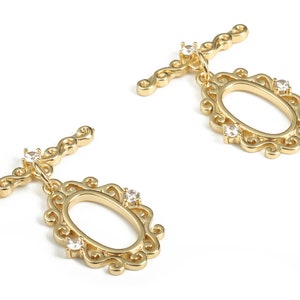 Zircon Brass Toggle Clasp - Zircon Toggle Set – Necklace Clasp – Bracelet Clasp – 18K Real Gold Plated Brass - 26.87×20.77×2.32mm - RGP3044