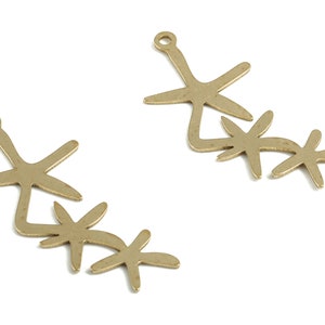 Brass Starfish Earring Charms - Raw Brass Starfish Pendant - Earring Findings - Jewelry Supplies - 28.67x12.71x0.57mm - PP3739