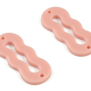 Acrylic Mini Oval Earring Connector - Pink Acrylic Oval Charms - Jewelry Supplies - Color Code:A560 - 29.74x12.36x2.07mm - AC2122-A560