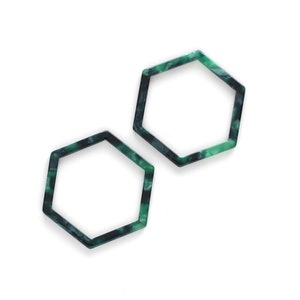 Acetate Acrylic Earring Charm - Tortoise Shell Earrings - Hexagon Shaped Pendant - Color Code: A13 - 44.75x39.42x2.68mm- AC1125C