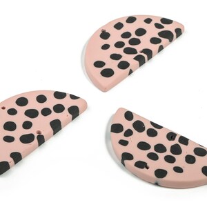 PolymerClay Half Moon Earring Charms - PolymerClay Semicircle Pandant - Earring Findings - Jewelry Handmade - 43.6x22.05x3.92mm - PC2285 image 3