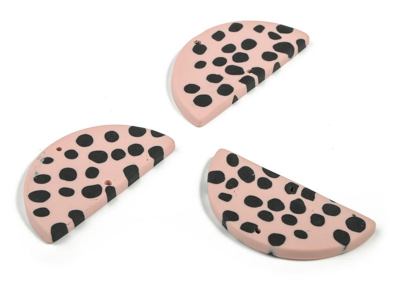 PolymerClay Half Moon Earring Charms - PolymerClay Semicircle Pandant - Earring Findings - Jewelry Handmade - 43.6x22.05x3.92mm - PC2285 image 3