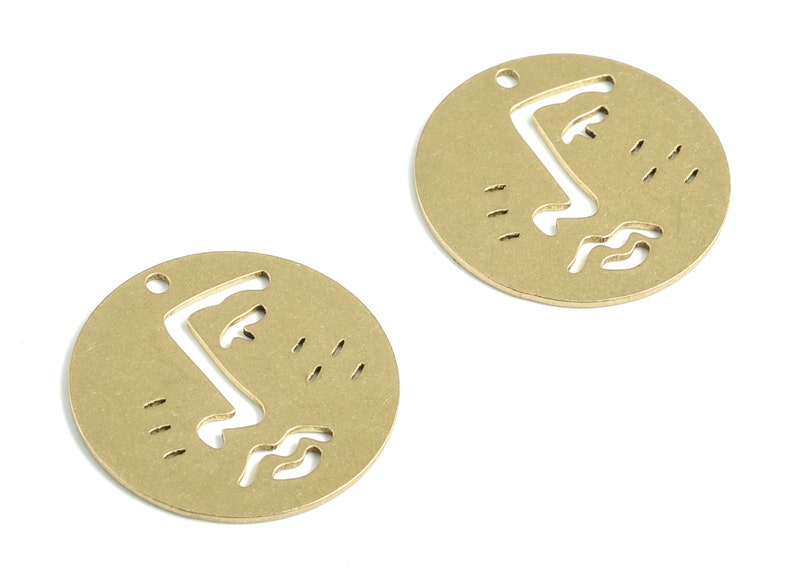 PPM3134 24.97x24.97x0.83mm Jewelry Supplies Earrings Finding Brass Round Wave Earring Charms Raw Brass Circle Wave Pendant