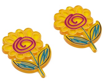 Acrylic Flower Earrings Charms - Plant Flower Pendant Charms -Floral Earring Findings - DIY Jewelry Supplies - 40.32×27.32×2.65mm - AC2502B