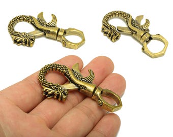 Brass Claw Clasps - Raw Brass Dragon Clasps - Dragon Clasp Figure - Antique Looking Clasp - Textured Dragon Clasp - 60.94x35.6x11mm - PP8717