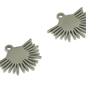 Half Sun Charm - Stainless Steel Sun Earring Charms –Half Circle Pendant –Fan Charm – Jewelry MakingSupplies - 15.16x12.78x0.95mm -SS1233