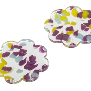 Acrylic Flower Cloud Earring Connectors - Acrylic Flower Cloud Pendant - Jewelry Supplies - Color Code:A822 - 39.67x39.6x2.5mm - AC2439-A822