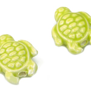 Glazed Ceramic Turtle Beads - Yellow Carved Turtle Beads - Handmade Connectors Beads - Bracelet Making Beads - 18.86x14.95x8.13mm - NS1836D