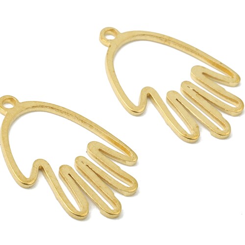 Brass Hand Charms Raw Brass Hollow Hand Earrings and Pendant Etsy