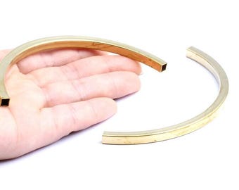 Raw Brass Tube - Raw Brass Square Tube - Raw Brass Curved Tubes - 105x40x5.2mm - PP1179