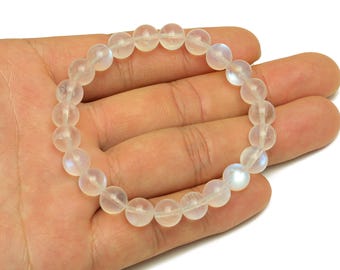Pulsera de piedra natural con cristal - Pulsera espiritual de piedra lunar - Cuentas de cristal de energía curativa y relajante - Pulsera hecha a mano - Piedra preciosa curativa - RGP7076