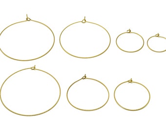 Brass Earring Hoops - Raw Brass Ear Wire - Geometric Earring Findings - Earring Hoop - Ear Wire Hoops - Jewelry Supplies