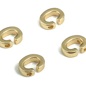 Brass Capital Letter C Charm – Brass Initial Beads – Brass Necklace Charms – 18k Real Gold Plated Alphabet Beads – 7.6x5.69x1.95mm–RGP2854C